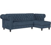 Sofá cama 3 plazas con chaise lounge azul