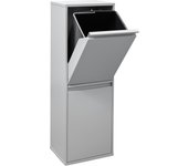 Arregui basic cr202-b cubo de basura y reciclaje de acero de 2 cubos, mueble de reciclaje, 2 x 17 l (34 l), gris claro