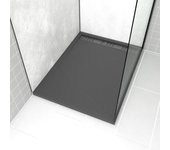 Plato de ducha en acrílico gris efecto piedra 90x120x4cm - rejillas cromo y gun metal - meteora
