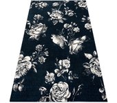 Alfombra gnab 60642734 flores rosas azul oscuro / blanco 140x200 cm