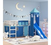 Vidaxl cama alta para niños con torre madera pino azul 90x190 cm