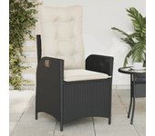 Vidaxl sillón reclinable de jardín con cojines ratán sintético negro