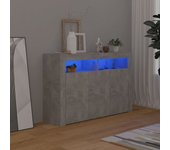 Aparador | aparador de comedor | armario de cocina con luces led gris hormigón 115,5x30x75 cm cfw43871