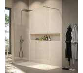 Mampara de ducha fresh panel fijo 8mm - perfileria cromo - vidrio templado de seguridad con tratamiento antical - 70x200 cm