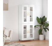 Aparador alto | aparador de comedor | armario de cocina madera contrachapada blanco 69,5x34x180 cm cfw86452