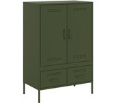 Aparador | aparador de comedor | armario de cocina de acero laminado en frío verde oliva 68x39x101,5 cm cfw75464
