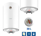 Termo eléctrico con forma exterior redonda cata ctr-30-m de 30 litros y potencia 1500w instalación vertical y display mecánico