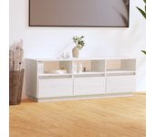 Mueble de tv de madera maciza de pino blanco 140x37x50 cm