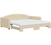 Sofá cama nido con colchón tela crema 100x200 cm