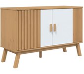 Aparador | aparador de comedor | armario de cocina olden madera maciza pino blanco y marrón 114x43x73,5cm cfw78677
