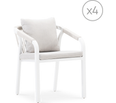 Pack de 4 sillas de comedor alu blanco y cuerda con cojín beige - maya