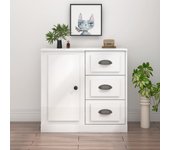 Aparador | aparador de comedor | armario de cocina madera contrachapada blanco brillante 70x35,5x67,5 cm cfw69689