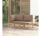 Maison exclusive - set de muebles de jardín 2 piezas bambú y cojines gris taupe