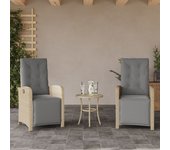 Maison exclusive - sillón reclinable jardín reposapiés 2 uds ratán pe beige mezcla