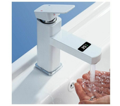 Grifo monomando para lavabo de baño de latón puro, único, con aireador neoperl, color blanco