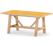 Mesa comedor jardin 168x87 de madera y ceramica mostaza - bisbal