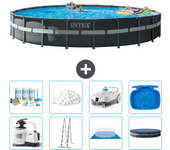 Paquete de piscina - intex - alrededor - 732x732x132 cm + accesorios a2982