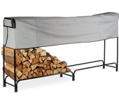 Relaxdays leñero exterior, leñera interior, con cubierta, acero, 122 x 245 x 40 cm, negro