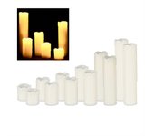 Set de 12 velas led, eléctricas, a pilas, navidad, decoración, luz centelleante, sin llama, cera, ø 5 cm, crema