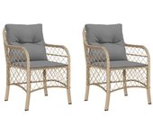 Sillones jardín con cojines 2 uds ratán sintético beige mezcla