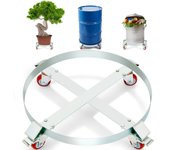 Vevor portabidones 250 l carro portabidones capacidad de carga de 454 kg plataforma rodante con 4 ruedas giratorias bastidor de acero base rodante man