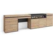 Amueblate online, aparador, con almacenamiento, dormitorio, habitación, chimenea eléctrica, cómoda, cajonera, tocador, roble