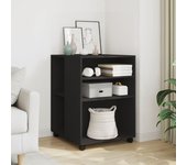 Maison exclusive - mesa auxiliar con ruedas madera de ingeniería negra 55x60x78 cm