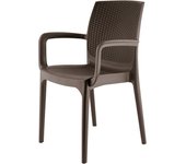 4x silla de poliratán con reposabrazos, marrón, marca h&h