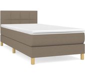 Cama con somier y colchón de tela gris topo 90x190 cm