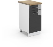 Vicco mueble bajo de cocina fame-line, antracita alto brillo, 40 cm , et roble