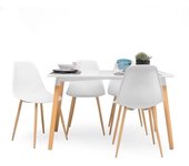 Conjunto de comedor cairo tower nordic mesa tower 120x80 cm y 4 sillas nordic - blanco