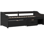 Cama para adulto | cama individual | diván con 3 cajones sin colchón irun negro 90x200 cm cfw449901