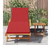 Vidaxl tumbona con cojín y mesa en madera sólida acacia roja, vidaxl tumbona plegable con ruedas y cojín en madera sólida acacia roja