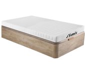 Conjunto somier arcón natural claro + colchón de espuma 7 zonas 90 x 190 cm - stelo kids de morgengold