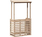 Mesa de bar de jardín con techo madera maciza 112,5x57x195,5 cm