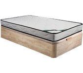 Conjunto 90 x 190 cm somier arcón natural claro + colchón de espuma y tela de bambú de 15 cm de grosor - kanani de naturea