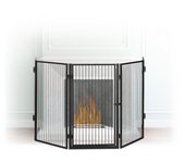 Relaxdays protector de chimenea con puerta, acero, negro, 76 x 1.30 x 220 cm