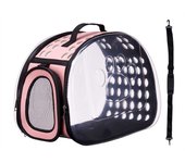 Transportín grande plegable para mascotas 43x4x33cm color rosa