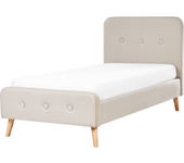 Beliani cama con somier de poliéster beige claro/madera clara 90 x 200 cm rennes