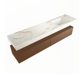 Mondiaz alan-dlux 200cm mueble de baño rust 2 cajones. con lavabo cloud derecho sin orificios color frappe