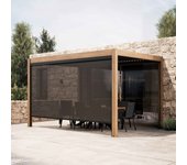 Pérgola bioclimática autoportante de 3x4m y 1 persiana de madera gris ( 1 store 3,67 x 2,32 m ) - oviala
