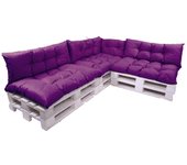 Conjunto de 7 cojines para palets, 3x asiento 120x60 y respaldo 120x40cm, conjunto de cojines para muebles de jardín morado, cojín de jardín