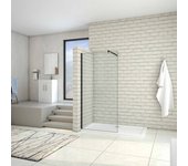 Aica walkin mampara panel de ducha de una hoja vidrio antical de 8mm con una barra ajustable 70-120cm perfil negro mate tamaño (68-70)x200cm