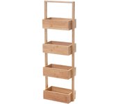 Estantería hwc-b78, estantería de pie estantería de baño estantería de almacenaje estantería de salón con 4 cestas, bambú 88x28x15cm