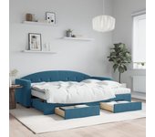 Sofá cama nido y cajones terciopelo azul 80x200 cm