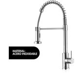Grifo de cocina extraible con resorte. monomando para fregadero de cocina. griferia de agua caliente y fría. mezclador. acero inoxidable. nikel. inguz