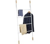 Relaxdays escalera decorativa multiusos, bambú-hierro, blanco, 150 x 70 x 2 cm