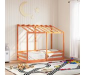 Cama infantil y techo encerado marrón 80x160 cm madera maciza de pino