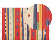 Beliani alfombra kilim de algodón rojo/beige 140 x 200 cm alapars