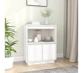 Aparador | aparador de comedor | armario de cocina de madera maciza de pino blanco 60x34x75 cm cfw28528